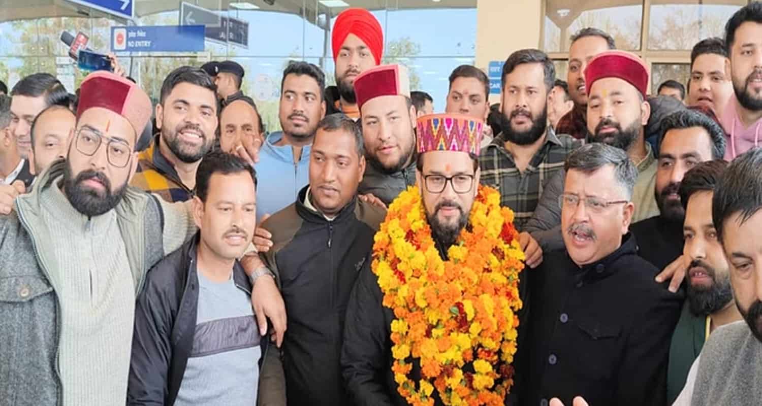 Anurag thakur grand welcome kangra airport himachal received ticket lok sabha elections