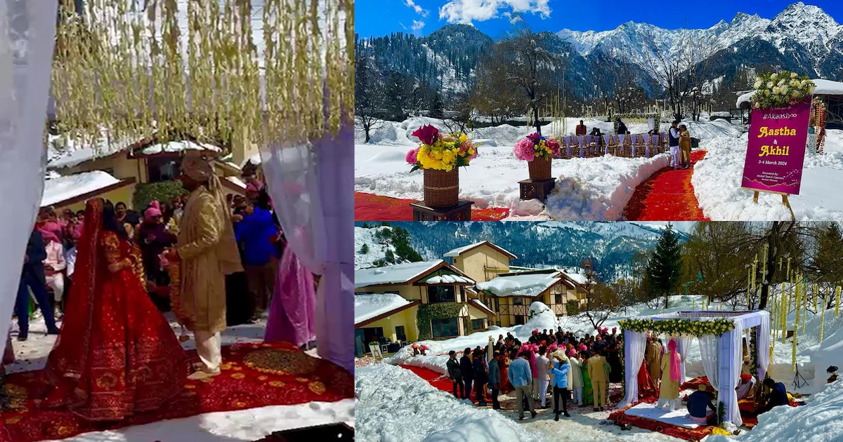 Himachal bride delhi groom loving couple snow marriage