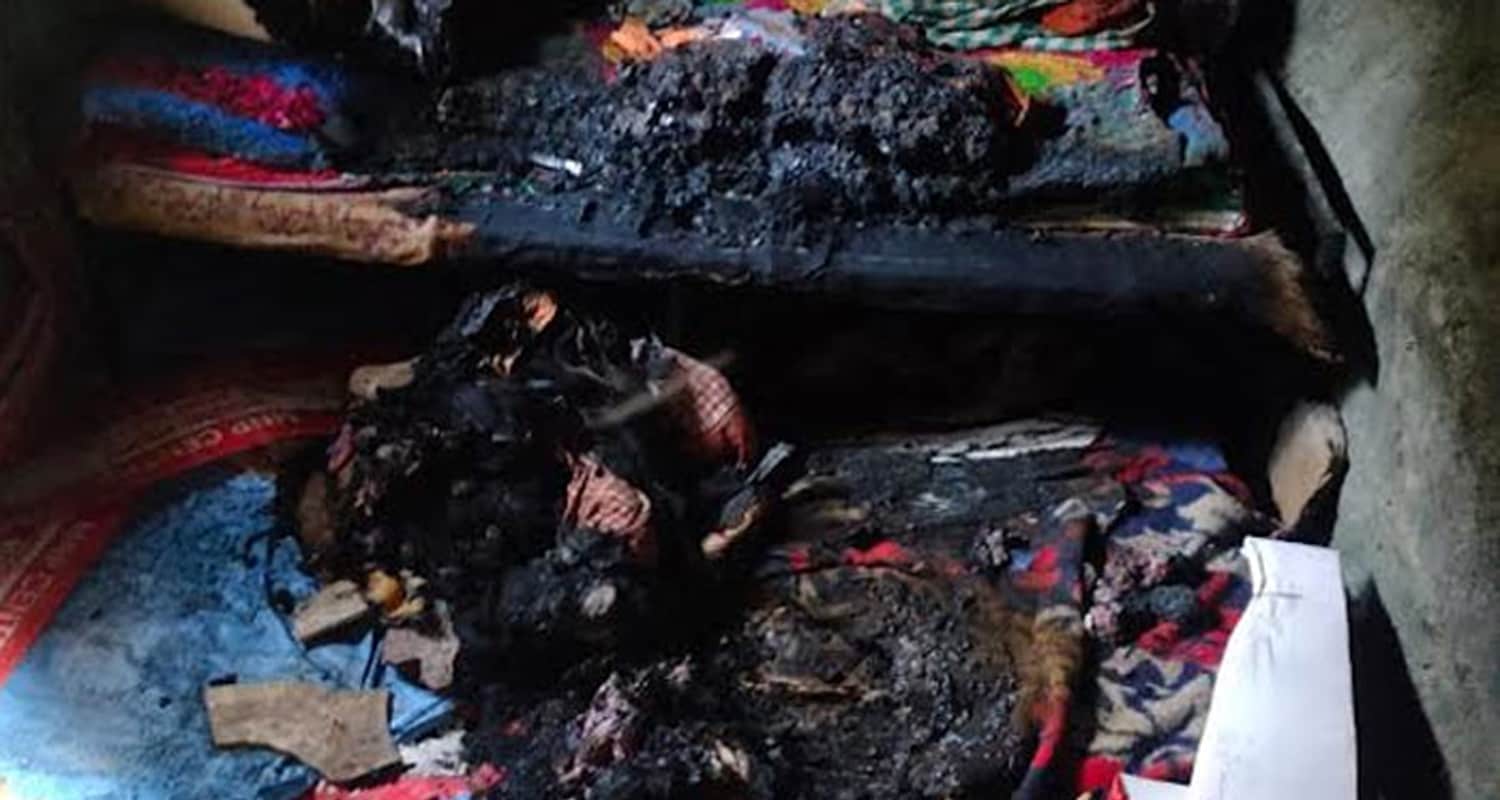 Himachal kullu district a person sleeping room burnt bed