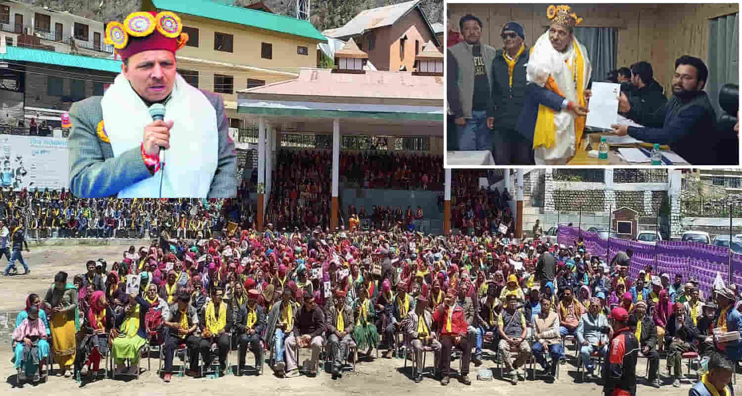 Dr ram lal markanda filed nomination independent candidate huge crowd lahaul spiti