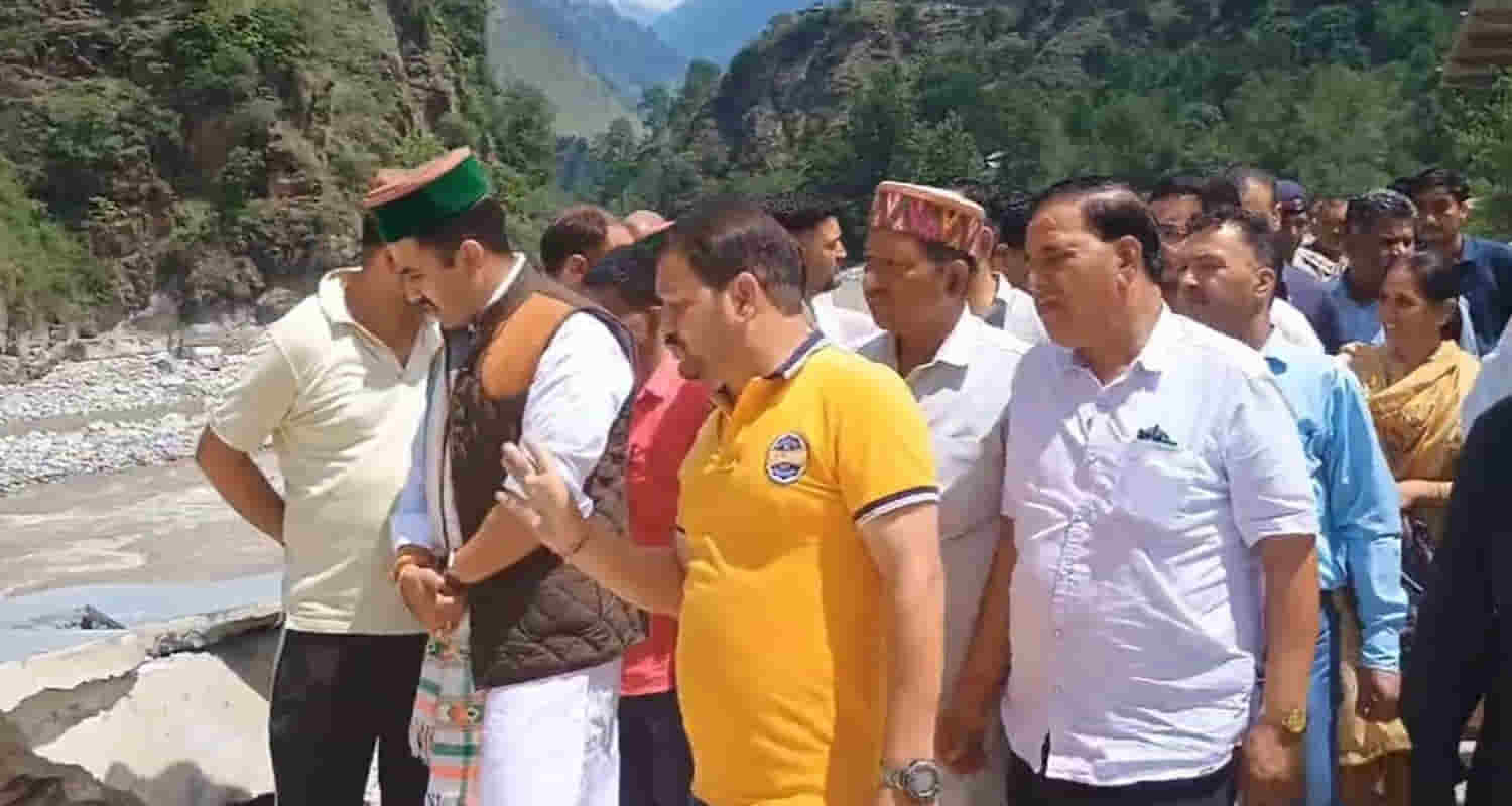 Minister vikramaditya singh pwd kullu sainj valley washed away bridge not built after one year