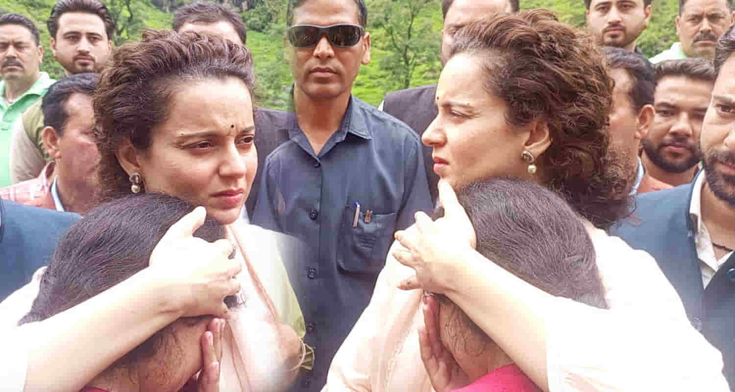 Kangana ranaut eyes welled up with tears met flood victims rampur shimla himachal