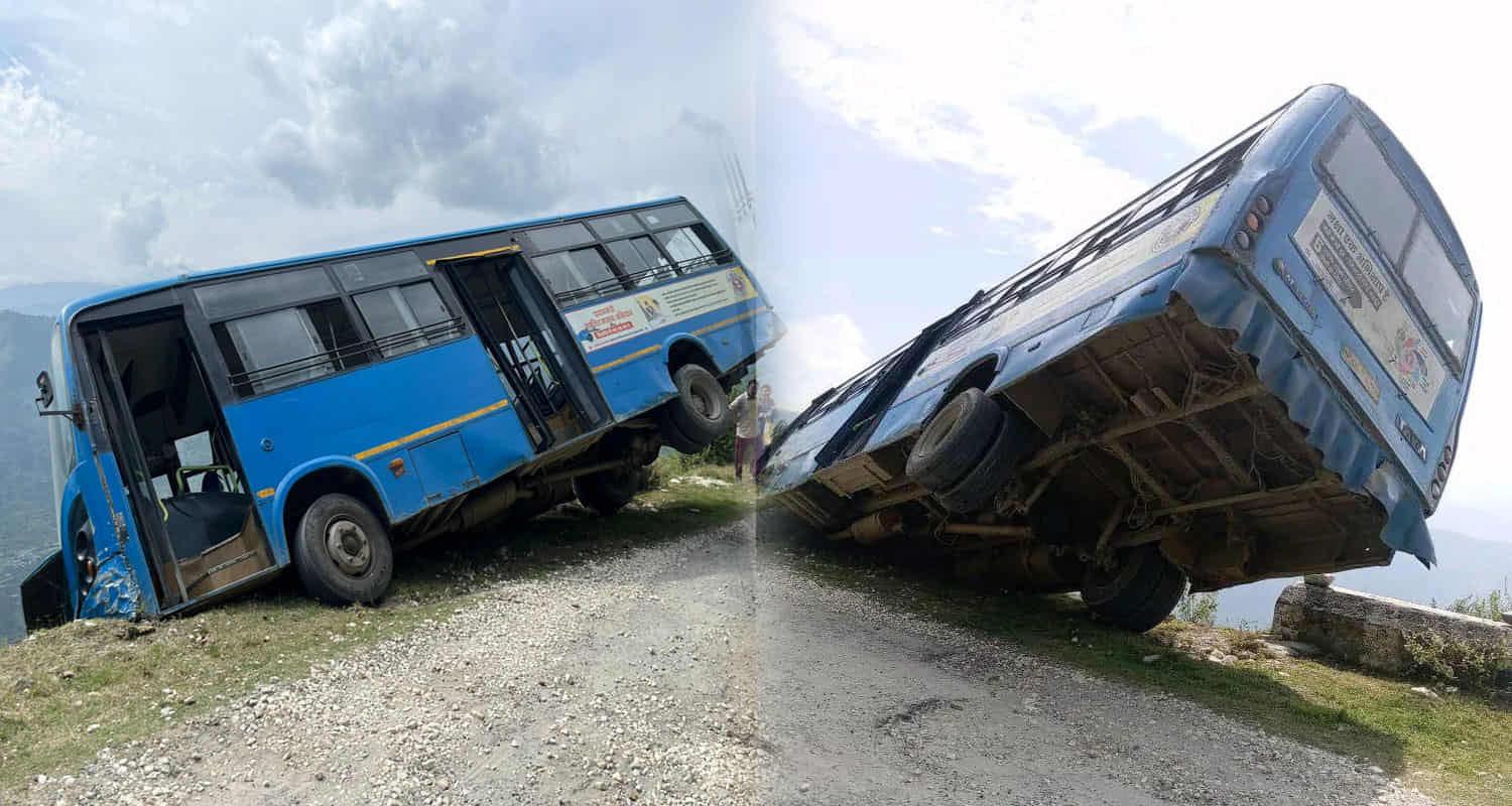 Hrtc bus hanging air in himachal shimla rampur