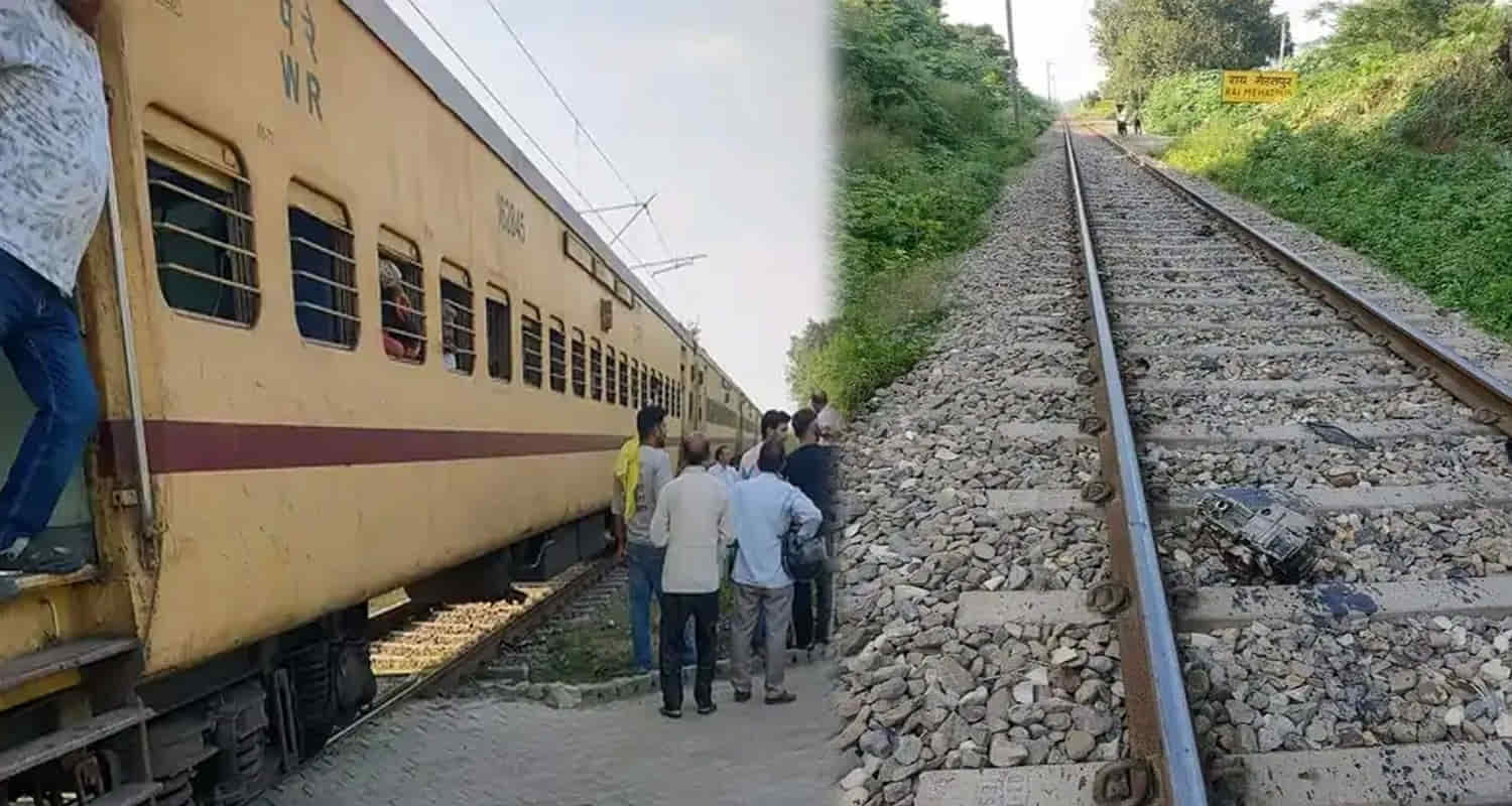 Bike rider crossing railway line got hit by train himachal una