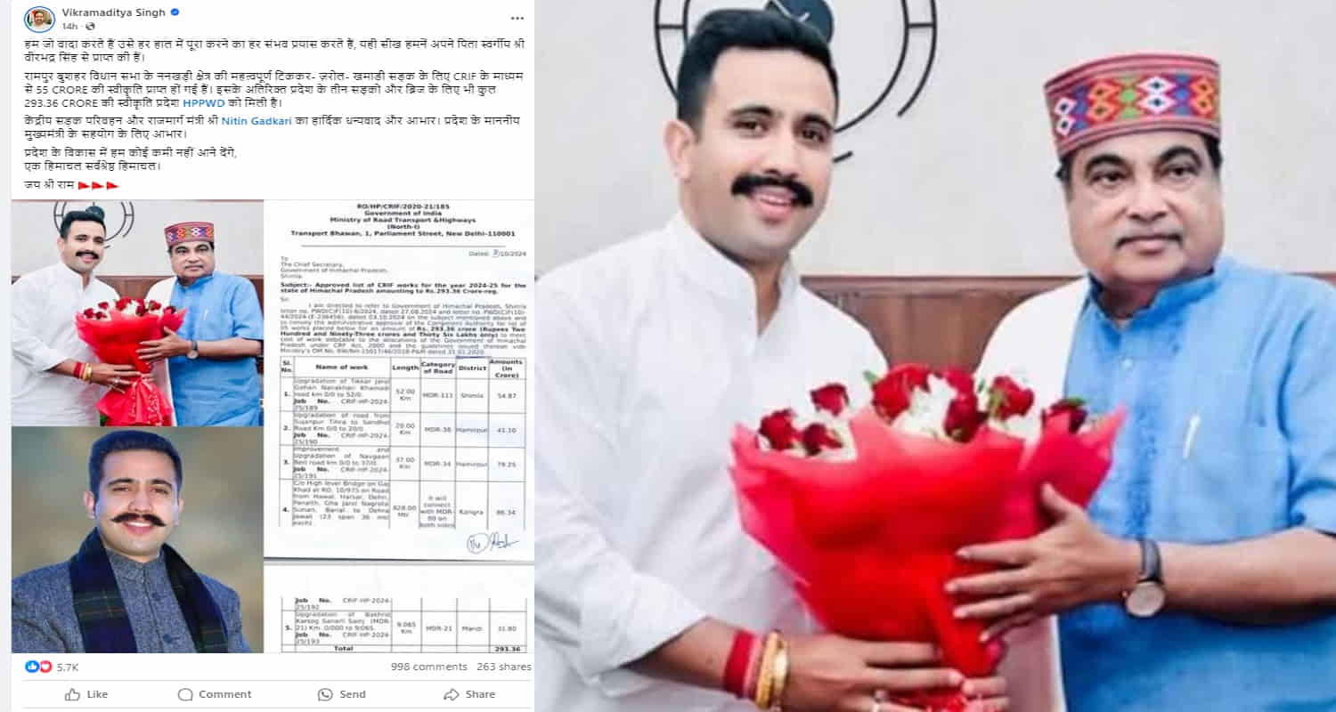 Central govt again showed kindness towards himachal gave gift crores rupees construction roads bridges