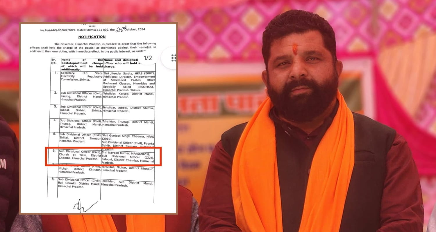 Himachal chamba churah mla sdm posting salooni tisa