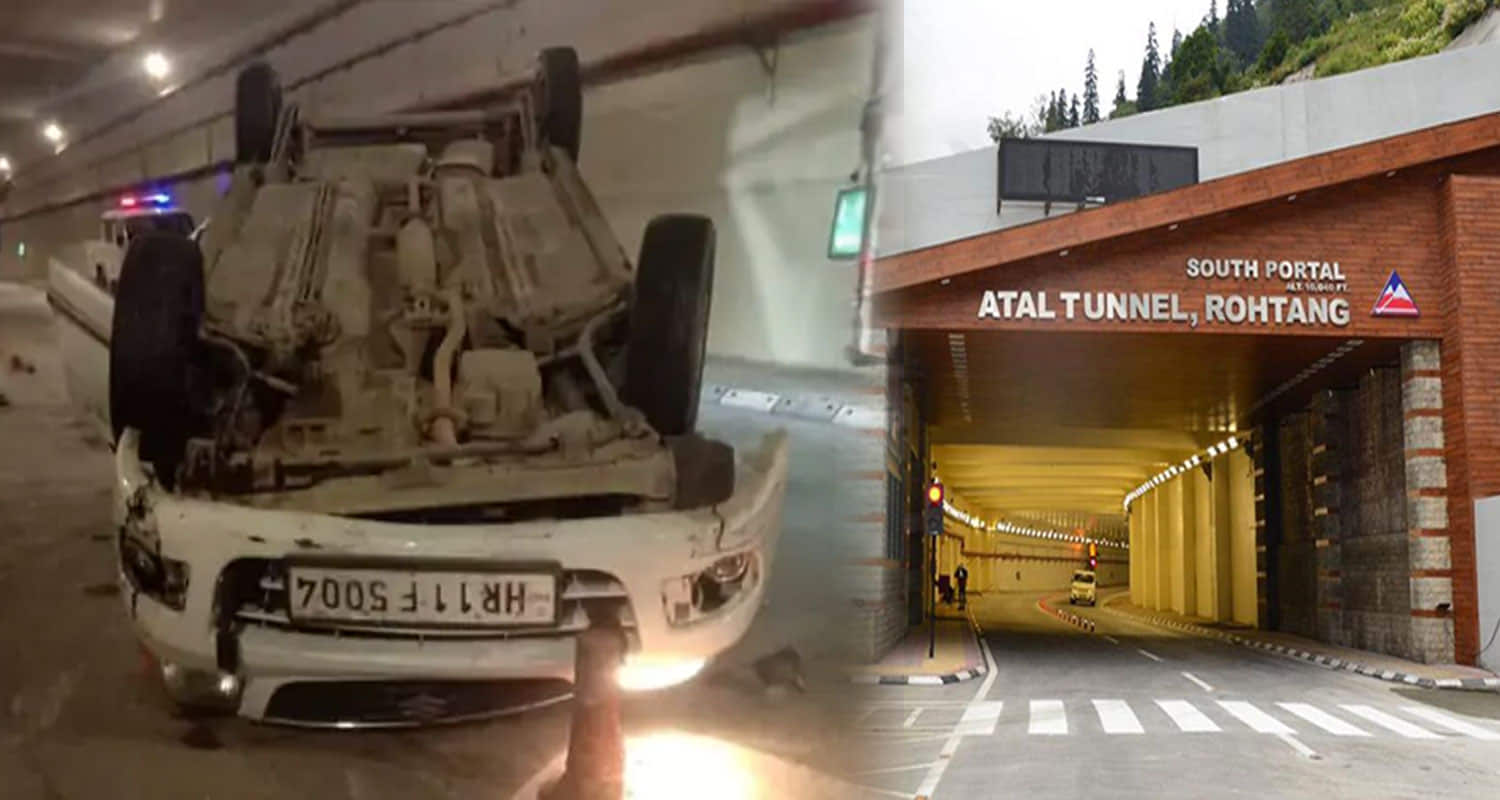 Vehicle of haryana tourists overturned atal tunnel rohtang manali kullu himachal
