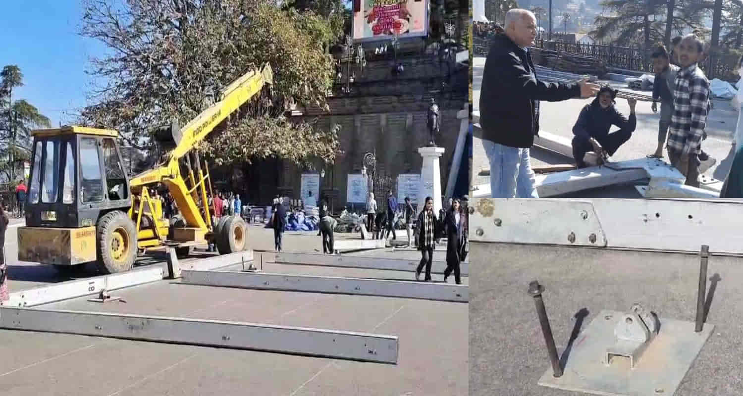 Mc mayor shimla stopped work pandal being built on ridge himachal