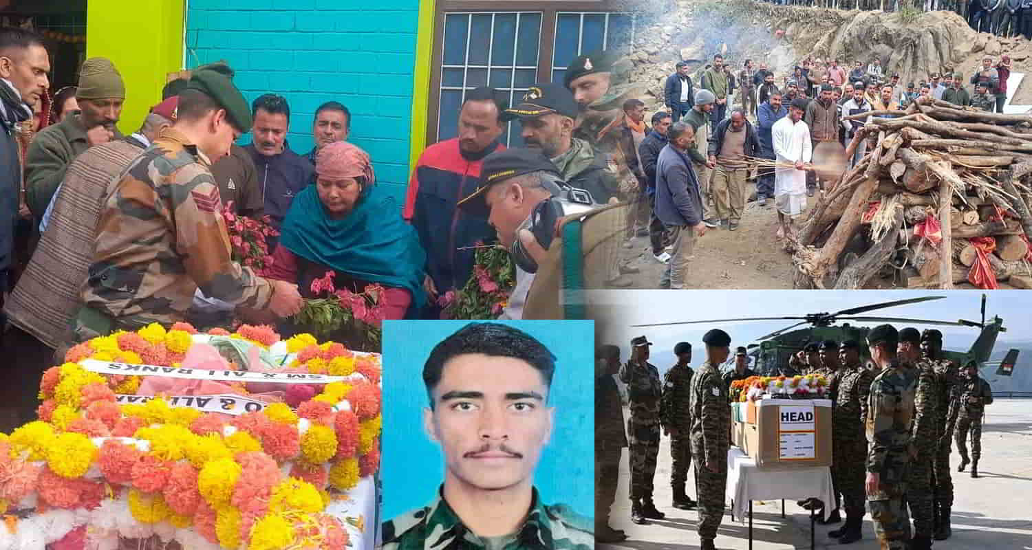 Himachal mandi district martyr jawan havildar naval kishore last rites with military honors