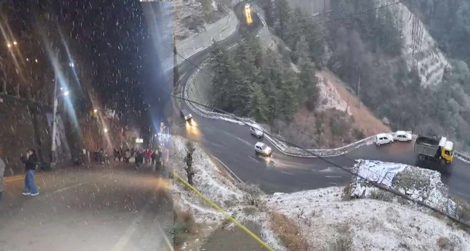 Shimla snowfall begins himachal kullu and lahaul spiti clouds cover shimla