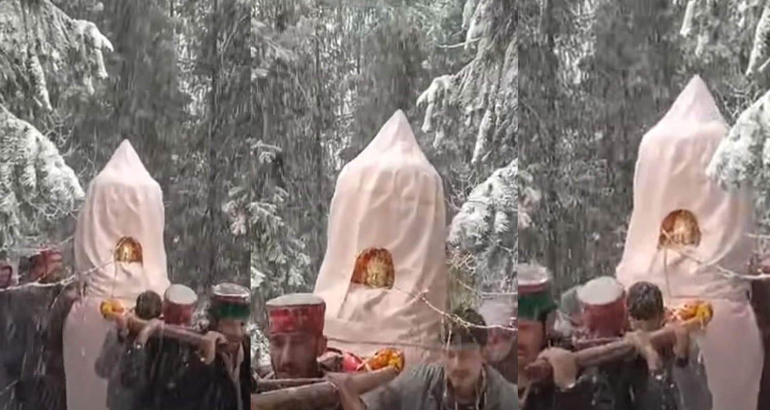devbhoomi himachal snowfall devotees walked 12 kms mandi devta sahib chunjwala