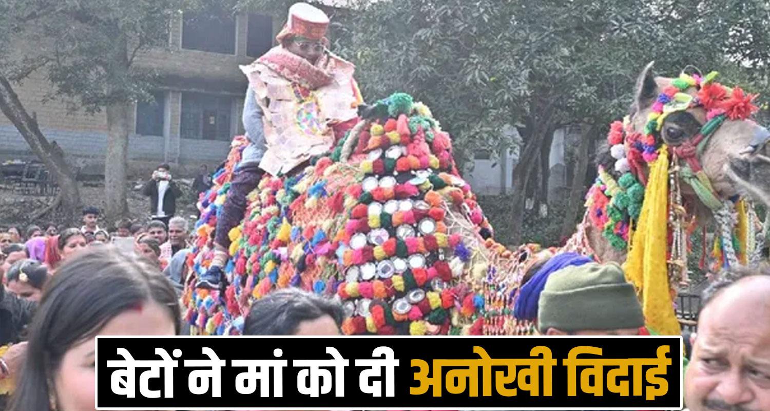 mother retirement government job son bids farewell camel ride hamirpur himachal